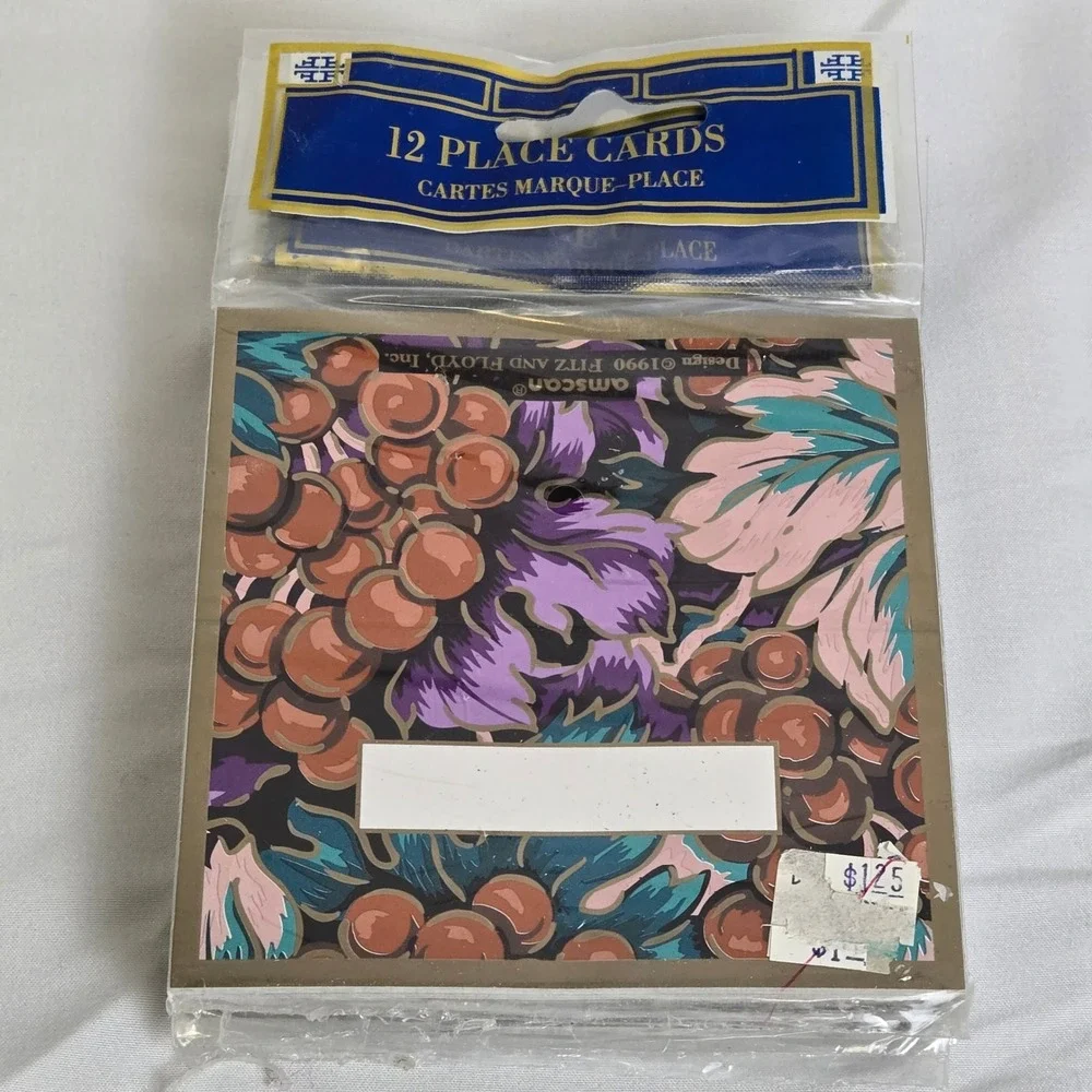 Amscan Fitz And Floyd Inc Grape Tapestry Place Cards, 72, Vtg 1990 43827 New